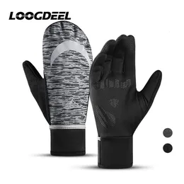 Спортивные перчатки LOOGDEEL для бега, зимние, теплые, нескользящие, для уличного фитнеса, ветрозащитные, водонепроницаемые, с сенсорным экраном на полный палец, 231114
