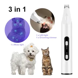 Dog Grooming Clippers 3 in 1 Cordless Pet Trimmer LED Light Clipper Paw Fur Cutter Machine Cat Puppy Quiet UV Moss 230414