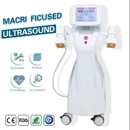 Ultra Cryolipolysis Slimming Mahine 2 Handtag 0,9 1,3 cm Fokuserat makro Ultraljudsfett Borttagning Skin åtdragning HIFU -maskiner CE Godkänd