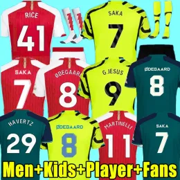 SAKA Soccer Jerseys G. JESUS ODEGAARD RICE HAVERTZ 23 24 Gunners MARTINELLI SMITH ROWE THOMAS NKETIAH ZINCHENKO SALIBA TROSSARD Football T Shirt MenS Kids Sets Kit