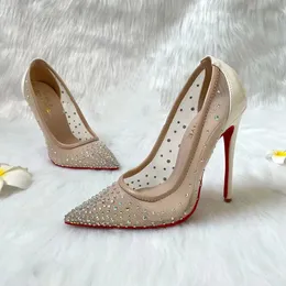 أحذية الأزياء للسيدات بادجلي ميشكا حذاء الزفاف لحفل الزفاف الملون منظور الماس الشبكة