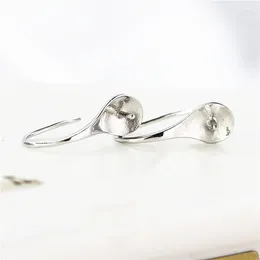 Orecchini pendenti Wholesale10pcs / lot Argento sterling 925 Gancio per donna 5-6-7-8-9mm Perla o perlina rotonda Semi Mount Impostazione pietra fai da te