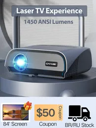 Projectors 4K 1450 ANSI Lumens Projector med laserupplevelse Smart TV Homeater Cinema utomhusfilm Full HD 1080p 230414