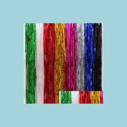 Decorazione per feste Laser Rain Curtain Backdrop 9,5 cm x 100 cm METALLIC SHIMMER TASSEL COMPLEANNO COMPLEANNO COMPLEANNO FESTIVE DECORE DRO DHHNKD