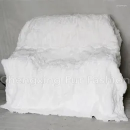 Blankets CX-D-66N White Real Rex Fur Bed Blanket Gift Warm Rug Carpet On The Coperta Throws For Sofa
