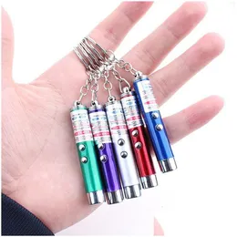 Keychains Lanyards Wholesale 2In1 Red Laser Pointer Pen Key Ring With White Led Light Show Portable Keychain For Funny Cat Dhgarden Dh251