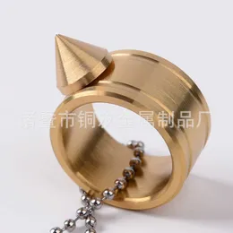 Legal Self Edc Brass Defense Ring Wolf Keychain Pendant Outdoor Camping Tool JOUB