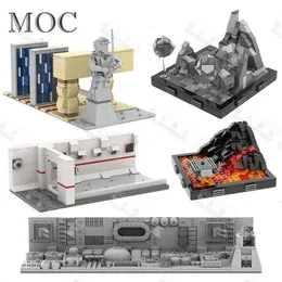 Blockerar filmserier scener MOC Building Creative Temple Mustafar Tatooine Model Architectures Bricks Assemble Toys for Kids Gift 231114