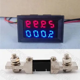 Freeshipping 200V 0-200A DC Digital LED Voltmeter Ammeter Dual display Amp Volt Meter 200A shunt 12v 24v CAR Voltage and current Kbplp