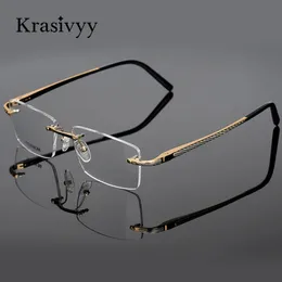 Sunglasses Frames Krasivyy Brand Pure Rimless Glasses Frame Men High Quality Square Prescription Eyeglasses Males Myopia Optical Eyewear 231113