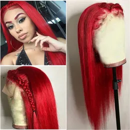 Red Straight Human Hair Wigs Pre Plucked 13X4 Hd Transparent Lace Frontal Wigs Burgundy Colored Ginger Blonde Lace Front Wigs