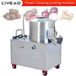 Endüstriyel Patates Cilt Çıkartma Ticari Elektrikli Tatlı Patates Sindirici Temizleme Yıkama Peksim Makinesi