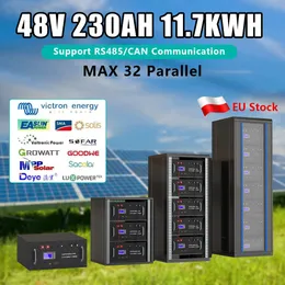 LiFePO4 48V 230Ah 200Ah Solar Battery Pack 51.2V 11.77Kwh Lithium Battery 6000+ Cycles RS485 CAN Bus For Home Storage EU Stock