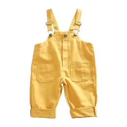 Overalls Toddler Overalls Baby Suspender Boys Trousers Solid Baby Boy Overalls Autumn Girls Cute Yellow Romper Pants for Kids 230414