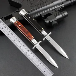 Italiensk kniv Snakewood Theone 9 "Mirror Blade Swinguard Quality Auto BM Tactical High Survival Stiletto Uoqhi