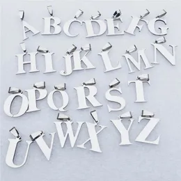 Colares de pingente 26 peças letra a - z encantos alfabeto de aço inoxidável 2x2cm acessórios para diy colar jóias componentes descobertas