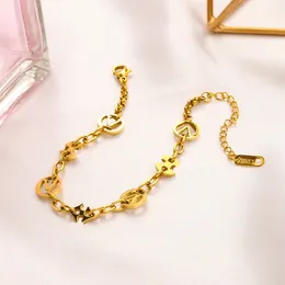 18k altın mektup zincirleri bilezik tasarımcı hediye takı bahar düğün seyahati kadınlar bilezik lüks aşk zinciri bilezik moda paslanmaz çelik mücevher toptan