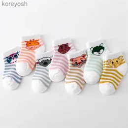 Barn Sockor Ladka 7pairs/Set Summer Mesh Thin Newborn Baby Boys Girls Cotton Cartoon Infant Sock for Boy Girl Casual 0-24month 2022L231114