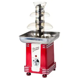 Other Kitchen Dining Bar 220V Mini Chocolate Fountain Creative Retro Design Waterfall 70w Household 3 Layer DIY Mixer Heating Fondue Machine 231113