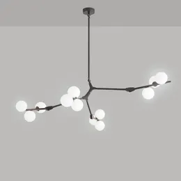 Nordic LED Tree Branches Chandeliers Glass Balls Ceiling Hanging Lights Living Dining Room Bedroom Decor Luminaire Black Gold