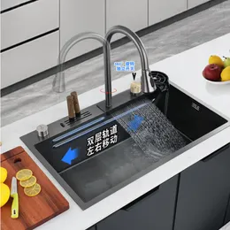 Bathroom Sink Faucets Washing Basin Kitchen Household Large Single-slot Waterfall Faucet Set