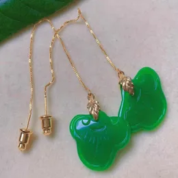 Kolczyki Dangle Fashion Natural Iregular Green Jade Gold Ear Stud Hook Karnawał