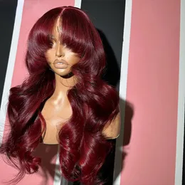 Red Color Body Wave Lace Front Wig Human Hair Wigs With Bangs Glueless Lace Frontal Wig Pre Plucked Cheap Hair Synthetic Wigs On Sale