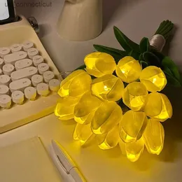 Tischlampen Künstliche Blumen LED Nachtlicht Innendekoration Blumenstrauß Lampe Simulation Tulpe Tischlampe Nachttisch Atmosphäre Licht R231114