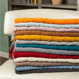 Blankets Textile City Ins Home Decoration Solid Knitted Blanket Bedspread for Autumn Diamond Comfortable Breathable Sofa Cover 127x172cm 230414