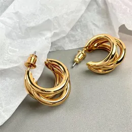 Stud Earrings Vintage Gold Color Round Fashion Circle Statement For Women Party Punk Jewery Gifts Eh613