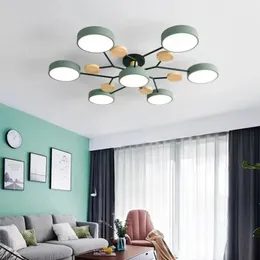 Nordyckie lampy sufitowe LED do sypialni Wystrój salonu Nowoczesne lampy sufitowe wewnętrzny drewniany żyrandol oświetlenie