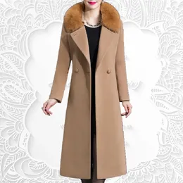 Futra damska sztuczna jesień zimowa moda moda pokrytego płaszcz ciepły czysty kolor długą kurtkę damski obciążnik Wysoka jakość odzieży 231113