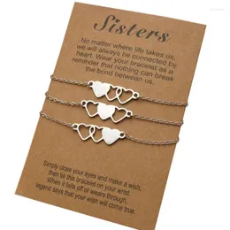 Charm Bracelets 3 Pieces Set Matching Heart-shaped Card For Friend Couple Family Women Mens Teen Friendship Jewelry H8WF