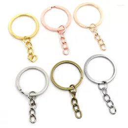 Keychains 20 st/parti Key Ring Chain 6 Färger pläterade 50 mm lång runda delade nyckelringar i grossist