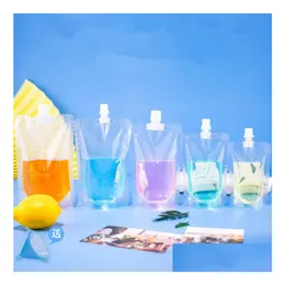 Bolsas de armazenamento bico de selção bolsa de bico transparente bebida líquido transparente squeeze squeeze bolsa 200ml 250ml 300ml 380ml 500ml lx0079 gota dhwyr