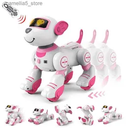 エレクトリック/RC動物児童おもちゃロボット犬リモートコントロールペットドッグおもちゃインテリジェントタッチリモートコントロールスタントウォーキングダンス電気ペット犬Q231114