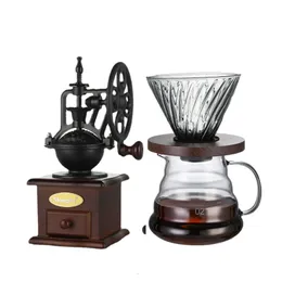 Manual Coffee Grinders European Style Grinder Hand Cast Iron Retro Handmade Beans Spice Mini Burr Mill Kitchen Tool 230414