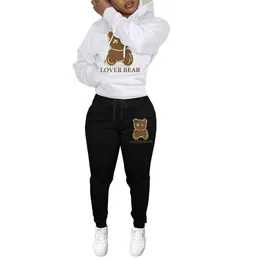 Designer Women Tracksuits 2023 New Two Piece Set Thickened Hooded Bear Pattern Sweater Trousers Casual Sports