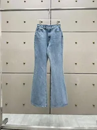 Dames Jeans 2023SS Hoogwaardige Mode Lente En Zomer Womens Micro-Trompet Drape Losse Slanke Denim Broek Vrouwen