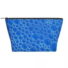 Cosmetic Bags Blue Bubbles Trapezoidal Portable Makeup Daily Storage Bag Case For Travel Toiletry Jewelry