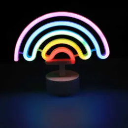 Luci notturne Decorazioni al neon Luce arcobaleno LED Lampade da notte al neon Lampada da scrivania a forma di fenicottero Nuvola Luna Decorazione della camera da letto USB Piccola luce notturna Q231113