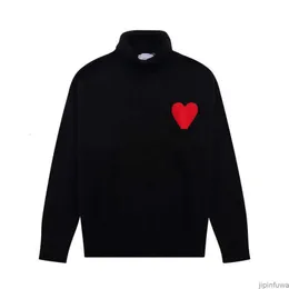 Amiparis Sweater Amis High Collar AM I Paris Jumper Winter Thick Turtleneck Coeur Embroidered A-word Heart Love Knit Sweat Women Men Amisweater ECIA