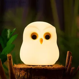 Night Lights Owl LED Night Light Touch Sensor Remote Control RGB Dimming Timer Rechargeable Silicone Animal Lamp for Bedroom Children Baby Q231114