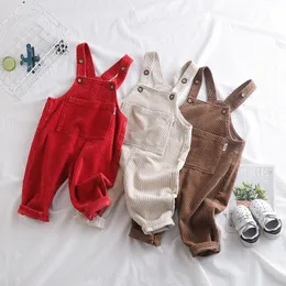 Overalls Children Toddler Boys Kids Solid Overalls Suspender Trousers Casual Corduroy Baby Girl Bib Pants Solid Outwear 12M-5T 230414