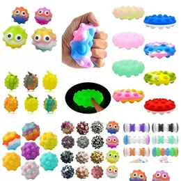 Decompression Toy Ups 3D Push Bubble Ball Fidget Toys Silicone Antistress Sensory Squeeze Squishy Anxiety Relief For Kids Adults Gif Dhzj3