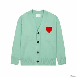 Designer unissex AM I Paris Sweater AMIParis Cardigan Suor França Moda Knit Jumper Love A-line Pequeno Coração Vermelho Coeur Moletom S-XL AMIs 5WF0