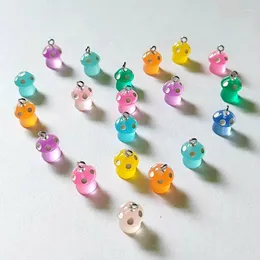 Pendant Necklaces 10PCS Cartoon Mini Colorful Transparent Mushroom DIY Necklace Resin Earrings Bracelet Keychain Decoration Accessories