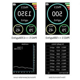 FreeShipping Analizzatore di gas Rilevatore di gas PM25 PM10 PM10 Rilevatori di particelle foschie Rilevatore di monitoraggio della qualità dell'aria Schermo a colori TFT Home The O Hmdc