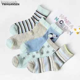 Kids Socks YWHUANSEN 5 Pair/lot 1-12 Yrs Soft Cotton Boys Girls Cute Cartoon Pattern Kids For Baby Boy Girl Children'sL231114