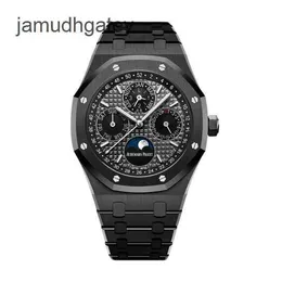 AP Swiss Luxury Watch Epic Royal Oak Series 41mm Automatisk mekanisk kalender Black Ceramic Men's Watch 26579ce